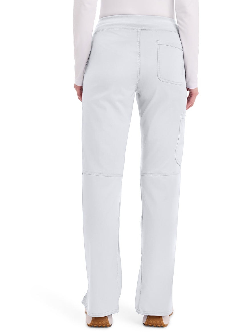 White - Women's Mid Rise Straight Leg Pull-on Scrub Pants – Petite (Back)
