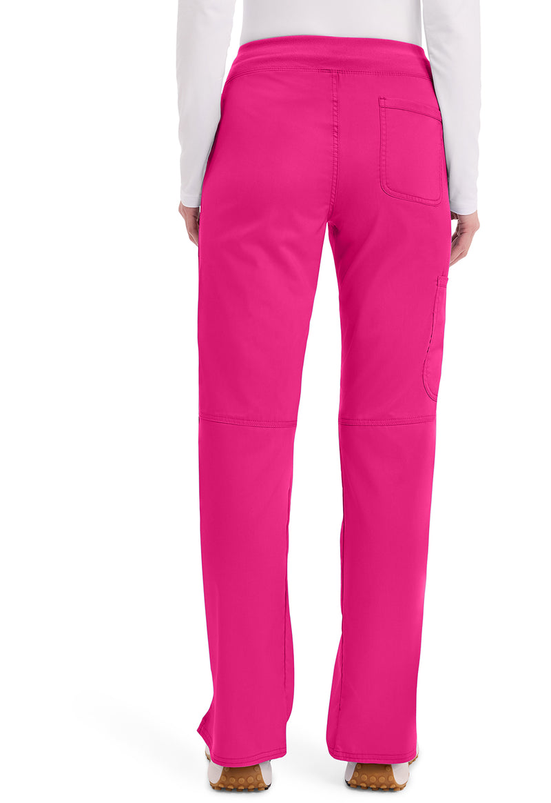 Electric Pink - Women's Mid Rise Straight Leg Pull-on Scrub Pants – Tall (Back)
