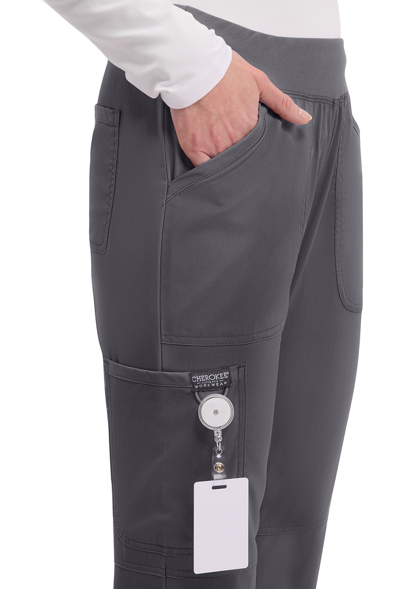 Pewter - Women's Mid Rise Straight Leg Pull-on Scrub Pants – Tall (View 2)