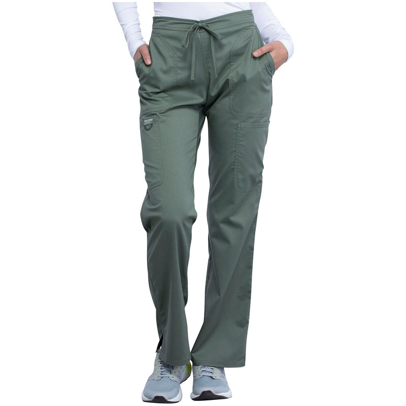 olive - Mid Rise Moderate Flare Drawstring Pant