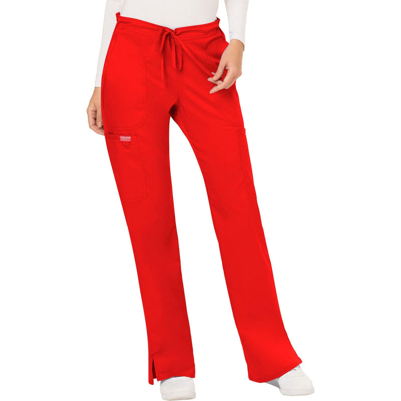 red - Mid Rise Moderate Flare Drawstring Pant