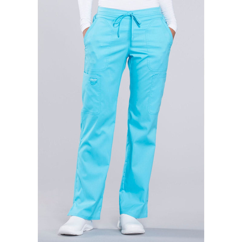 turquoise - Mid Rise Moderate Flare Drawstring Pant