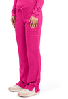 Electric Pink - Women's Mid Rise Moderate Flare Drawstring Scrub Pants