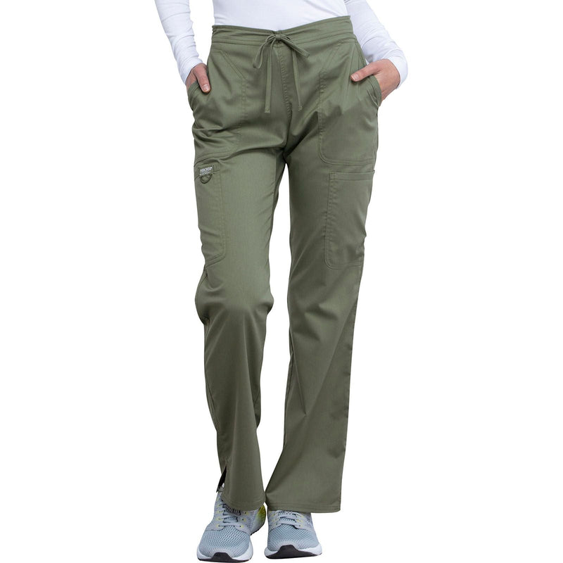 olive - Mid Rise Moderate Flare Drawstring Pant