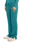 Teal Blue - Women's Mid Rise Moderate Flare Drawstring Scrub Pants