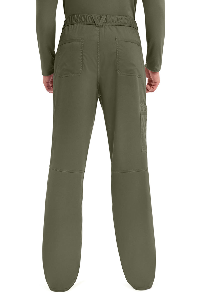 Olive - Men's Fly Front Scrub Pants – Short (Back)