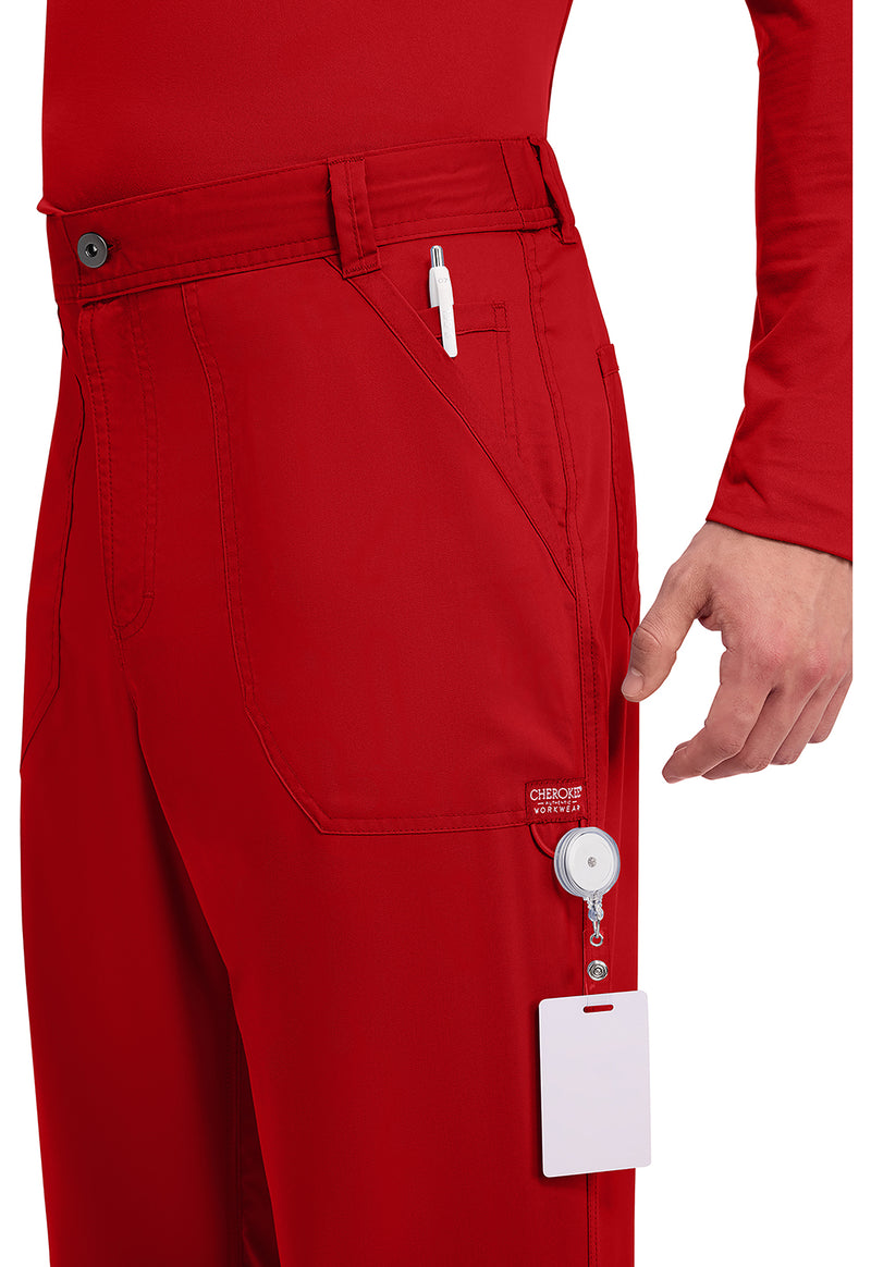 Red - Men's Fly Front Scrub Pants – Short (View 2)