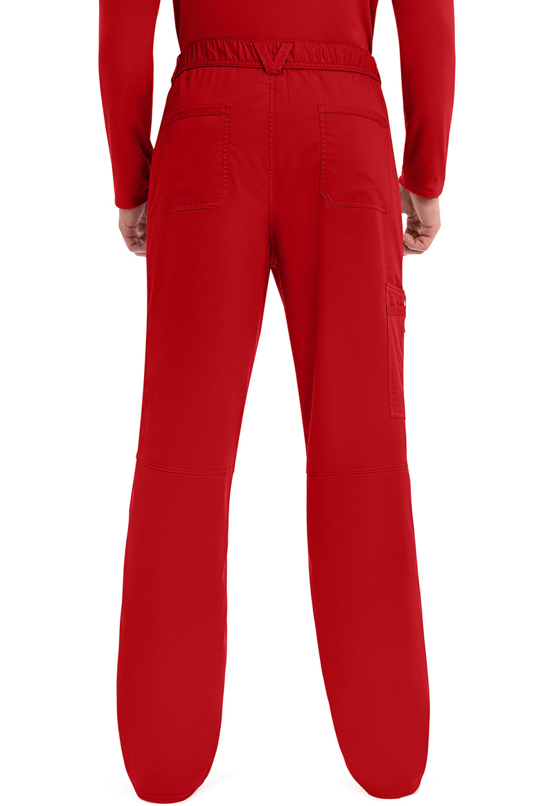 Red - Men's Fly Front Scrub Pants – Short (Back)