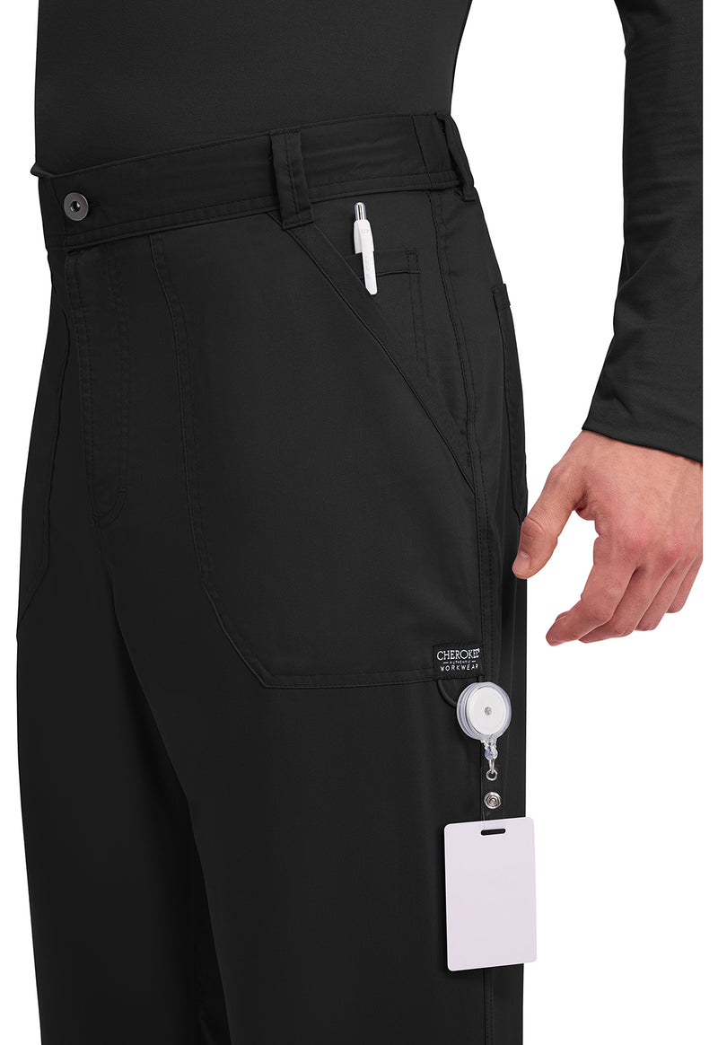 Black - Men's Fly Front Scrub Pants – Tall (View 2)