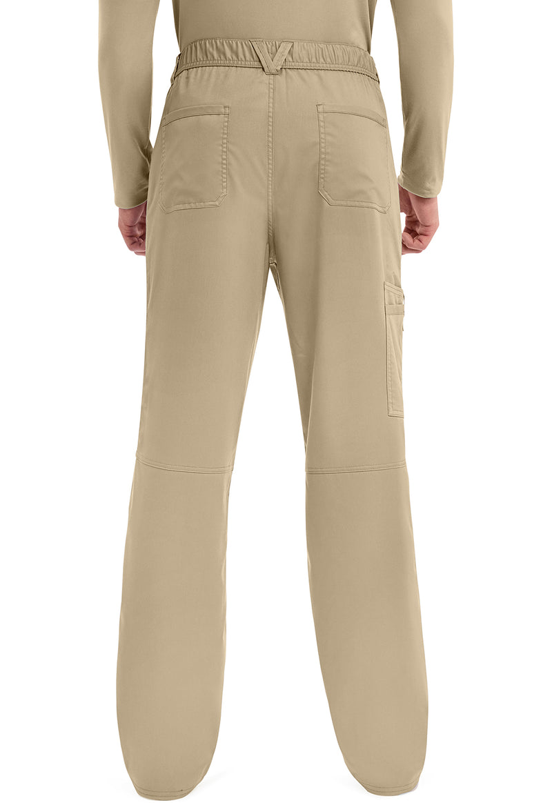 Khaki - Men's Fly Front Scrub Pants – Tall (Back)
