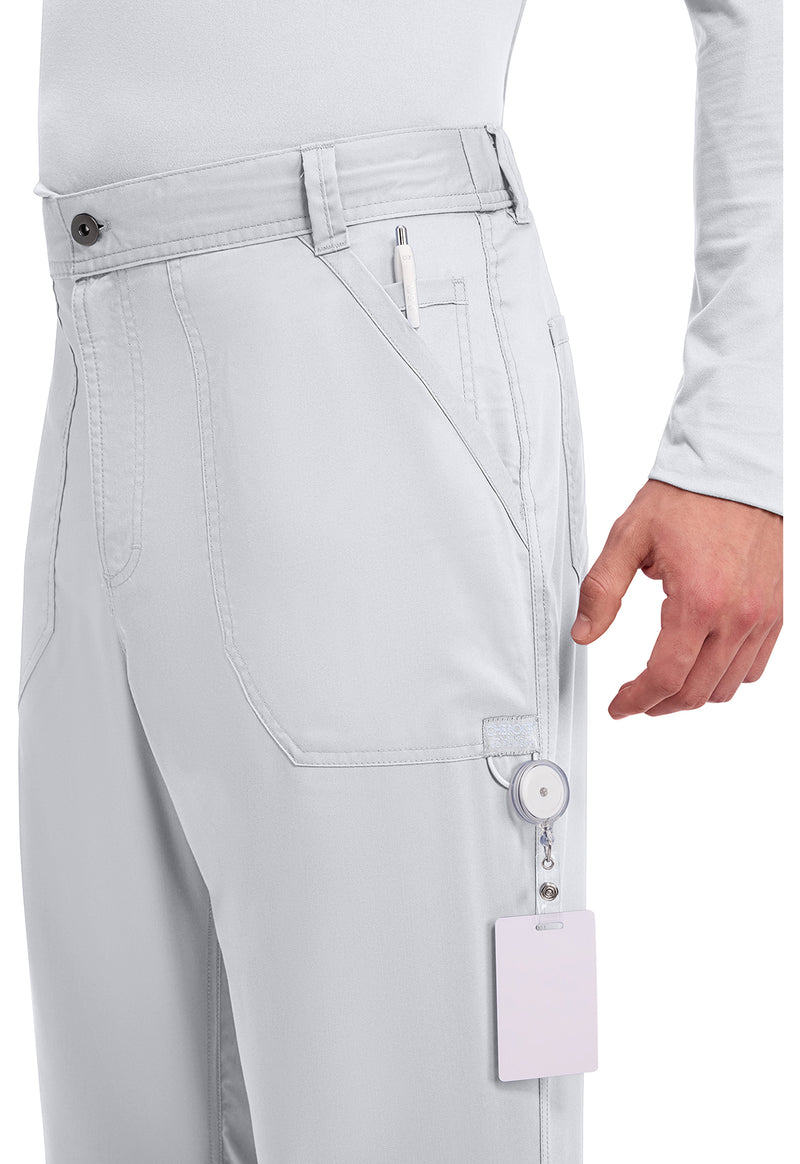 White - Men's Fly Front Scrub Pants – Tall (View 2)