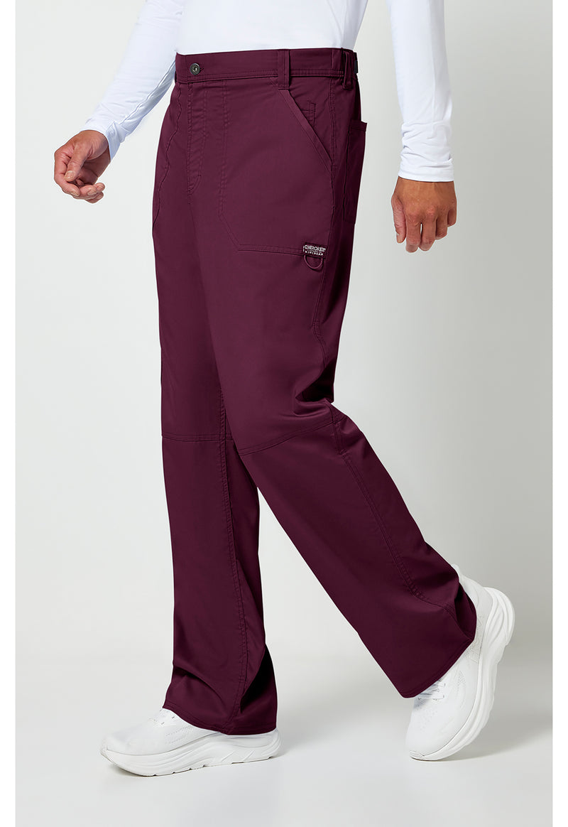 Wine - Cherokee Cherokee WW Revolution Men's Scrub Pants - Left Side View