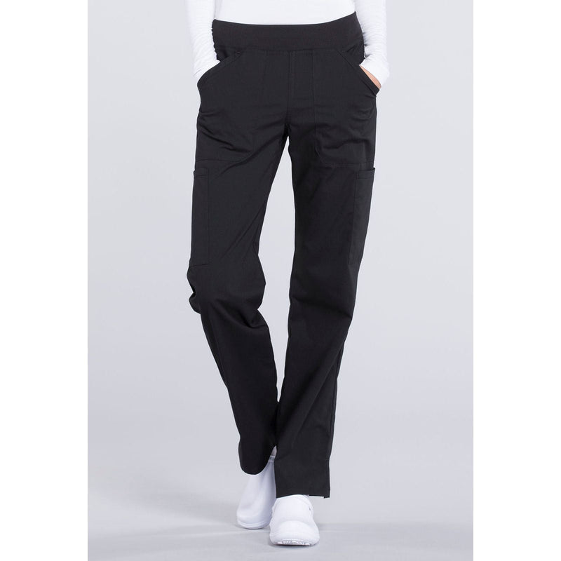 black - Mid Rise Straight Leg Pull-on Cargo Pant