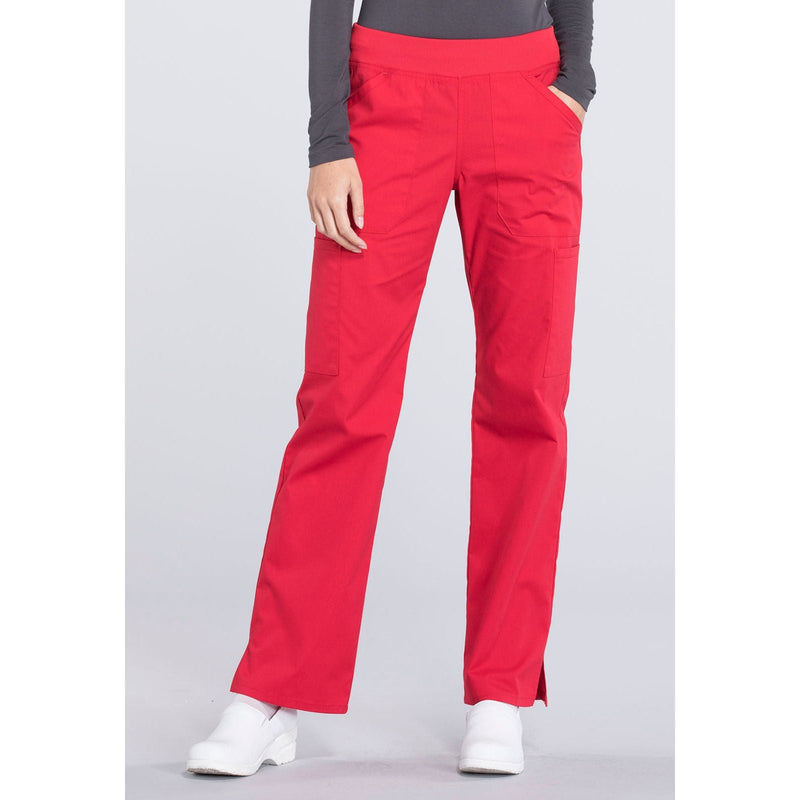 red - Mid Rise Straight Leg Pull-on Cargo Pant