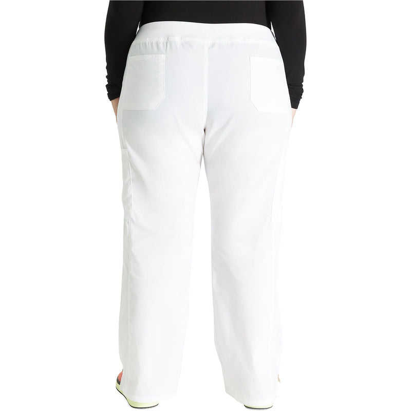 white - Mid Rise Straight Leg Pull-on Cargo Pant