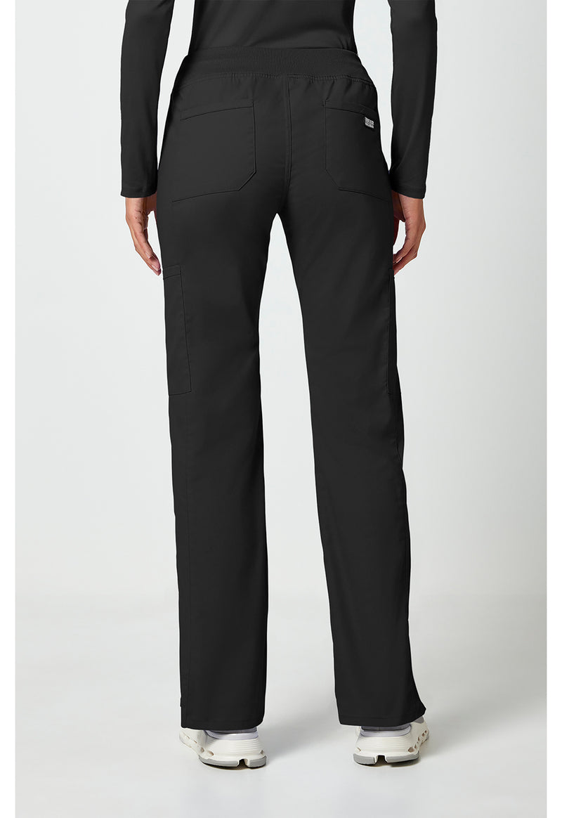 black - Mid Rise Straight Leg Pull-on Cargo Pant (Back)