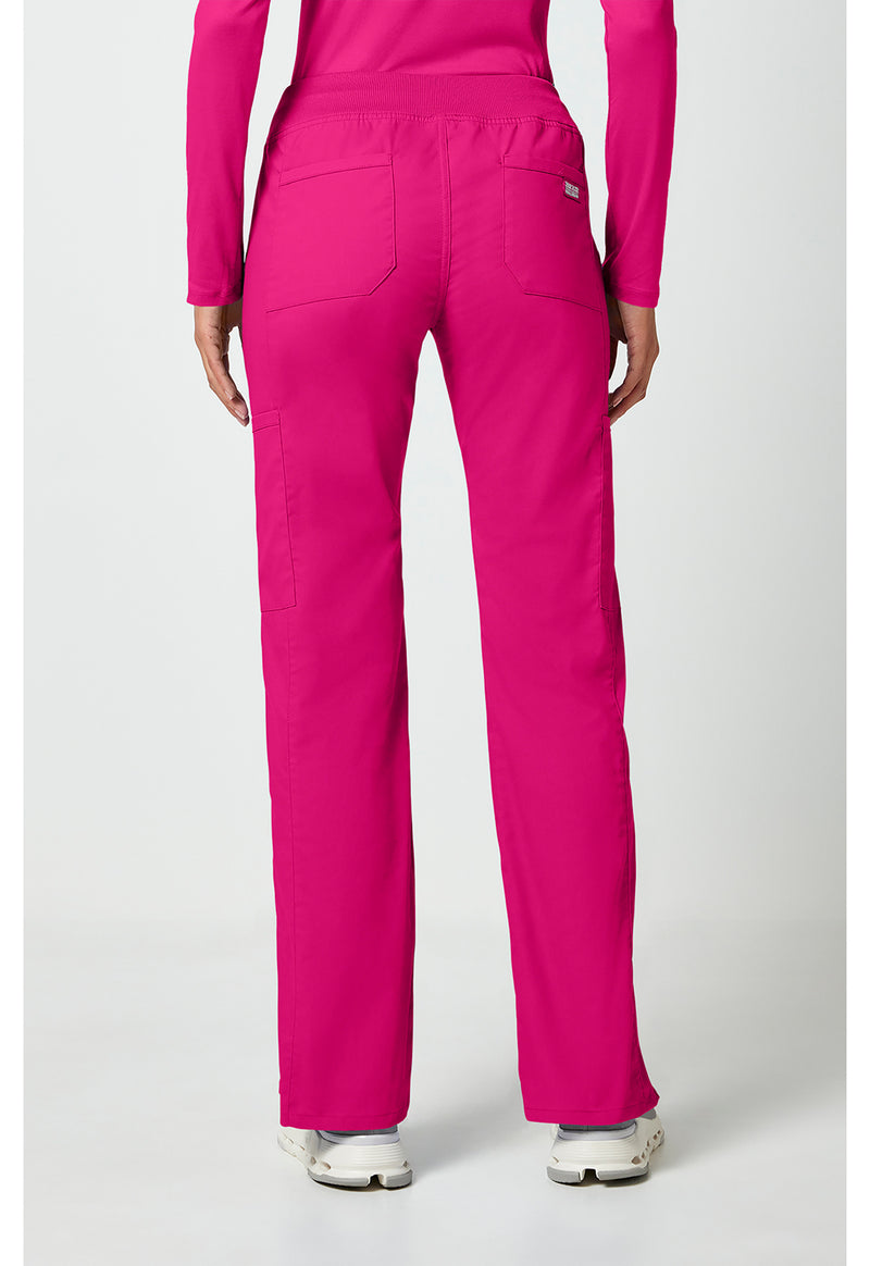 electric pink - Mid Rise Straight Leg Pull-on Cargo Pant (Back)