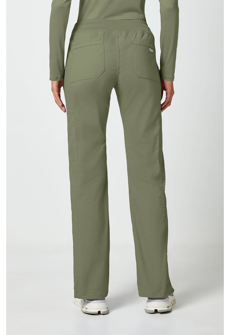 olive - Mid Rise Straight Leg Pull-on Cargo Pant (Back)