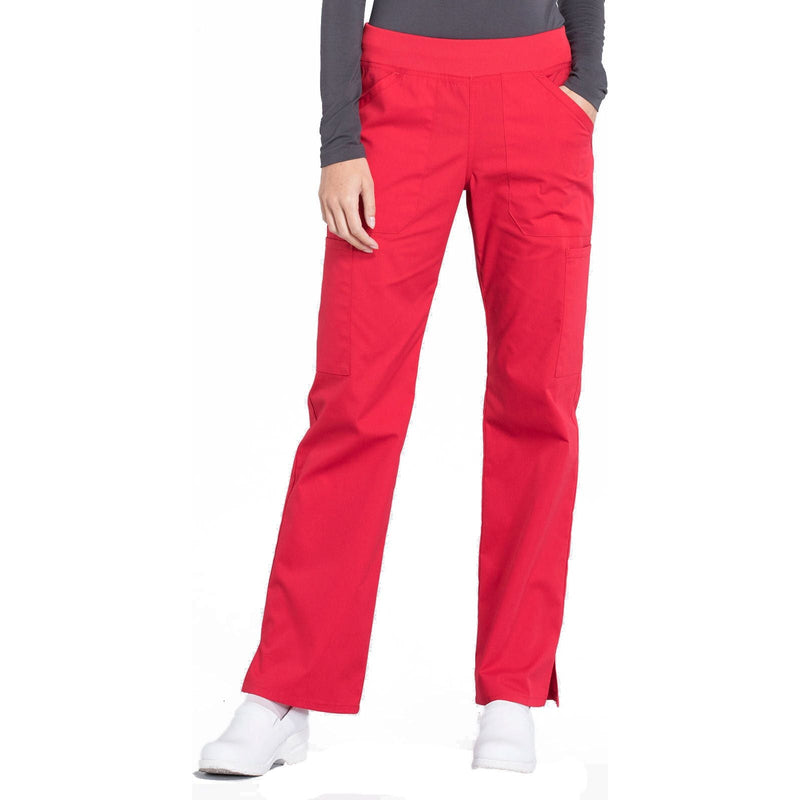 red - Mid Rise Straight Leg Pull-on Cargo Pant