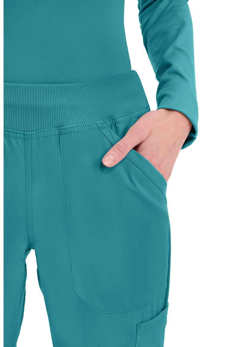 teal blue - Mid Rise Straight Leg Pull-on Cargo Pant (View 3)