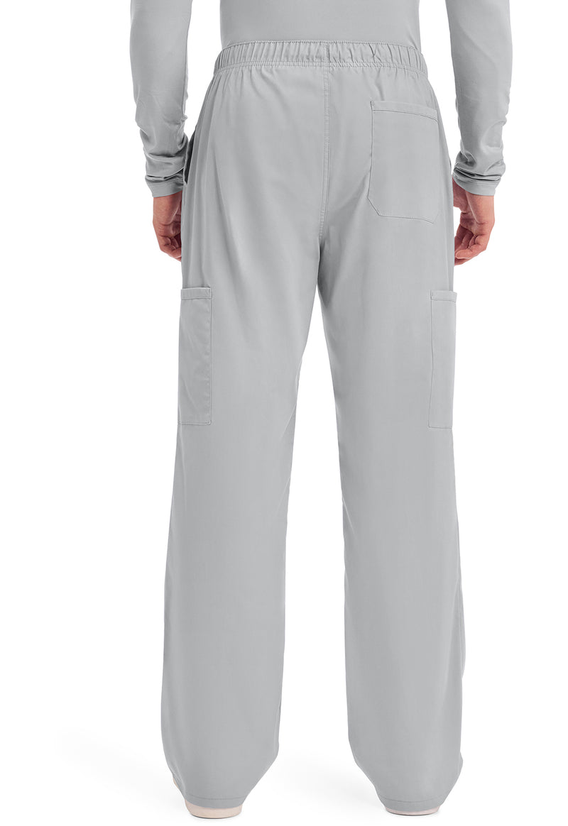 grey - Men's Tapered Leg Fly Front Cargo Pant (Back)