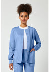 Ciel Blue - Cherokee WW Revolution Women Scrub Jacket - Front View