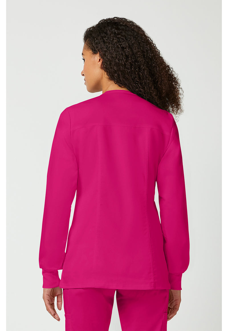 Electric Pink - Cherokee WW Revolution Women Scrub Jacket - Back View