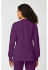 Eggplant - Cherokee WW Revolution Women Scrub Jacket - Back View