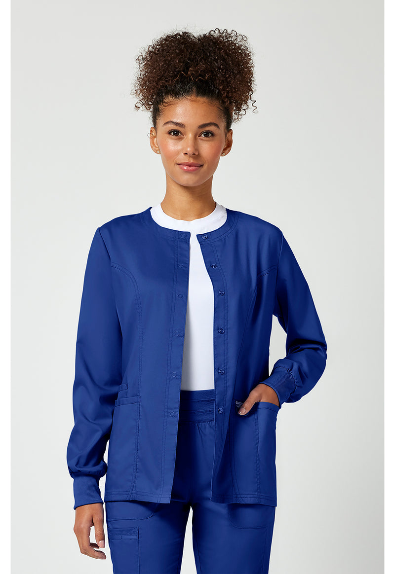 Galaxy Blue - Cherokee WW Revolution Women Scrub Jacket - Front View