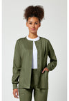 Olive - Cherokee WW Revolution Women Scrub Jacket - Front View