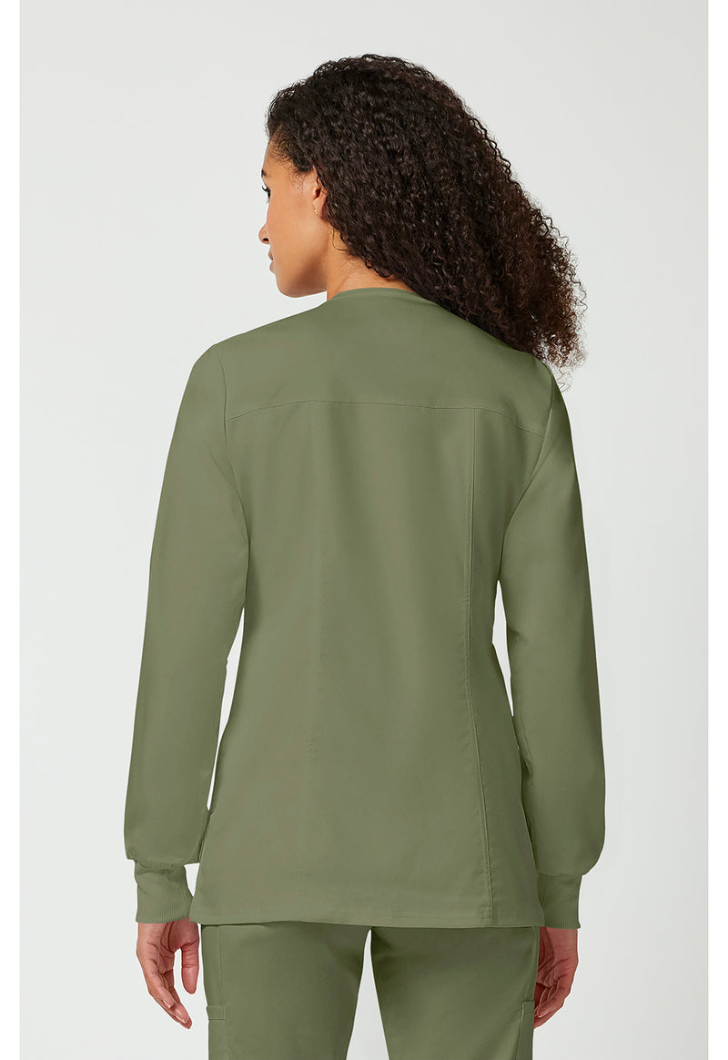 Olive - Cherokee WW Revolution Women Scrub Jacket - Back View