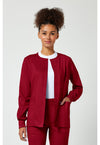 Red - Cherokee WW Revolution Women Scrub Jacket - Front View