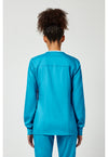 Turquoise - Cherokee WW Revolution Women Scrub Jacket - Back View