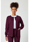 Wine - Cherokee WW Revolution Women Scrub Jacket - Front View