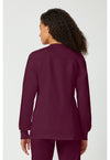 Wine - Cherokee WW Revolution Women Scrub Jacket - Back View