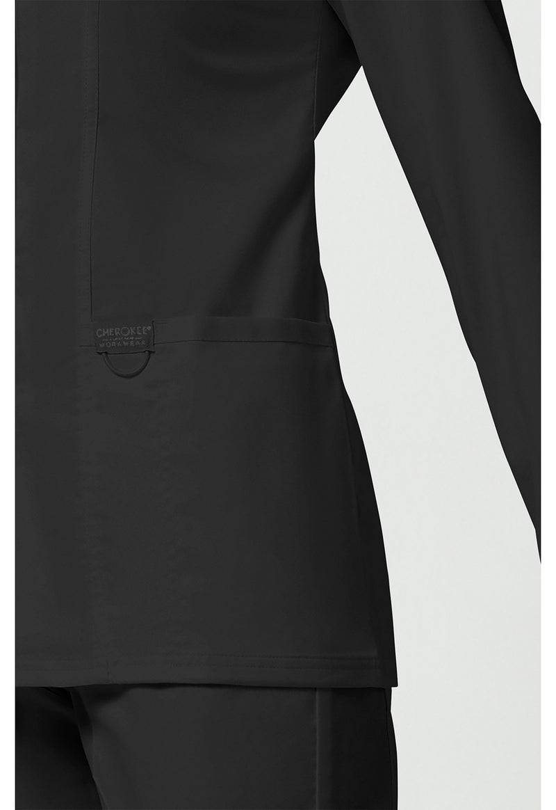 Black - Cherokee Cherokee WW Revolution Women's Scrub Jacket - Detail 4 View