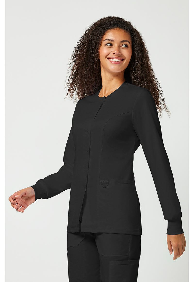 Black - Cherokee Cherokee WW Revolution Women's Scrub Jacket - Left Side View