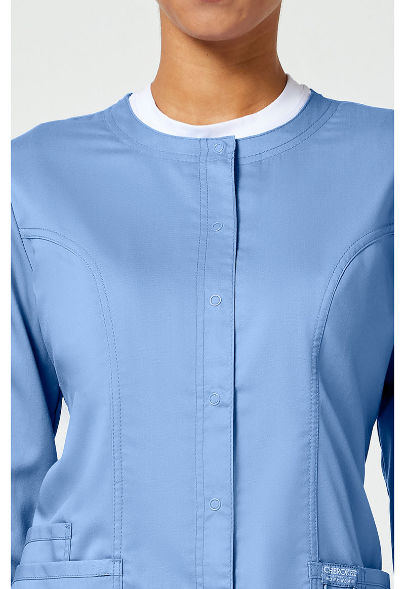 Ciel Blue - Cherokee Cherokee WW Revolution Women's Scrub Jacket - Detail 2 View