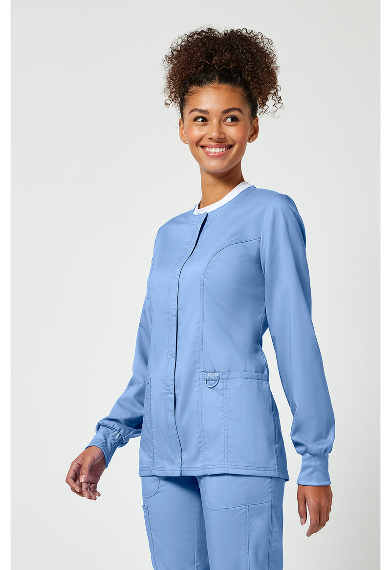 Ciel Blue - Cherokee Cherokee WW Revolution Women's Scrub Jacket - Left Side View