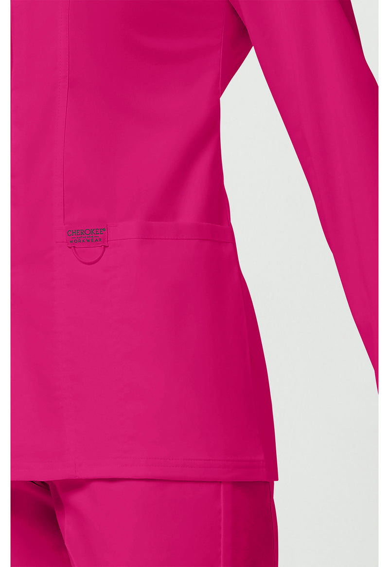 Electric Pink - Cherokee Cherokee WW Revolution Women's Scrub Jacket - Detail 4 View