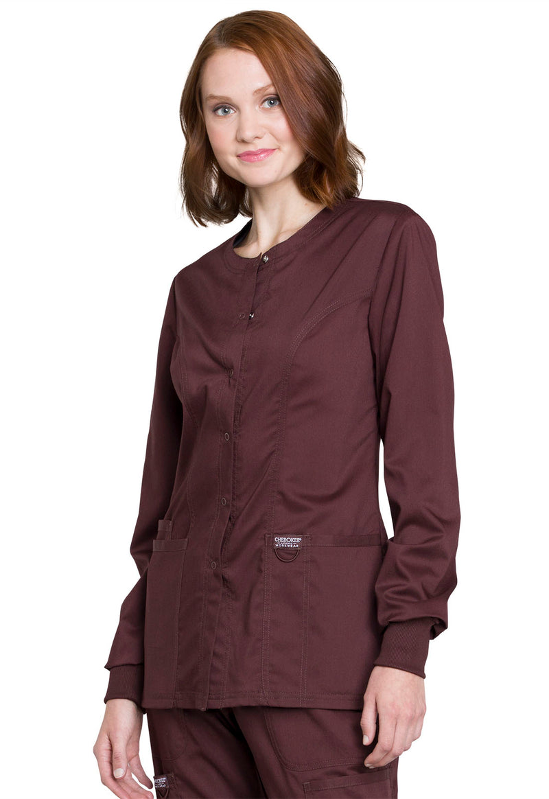 Espresso - Cherokee Cherokee WW Revolution Women's Scrub Jacket - Left Side View