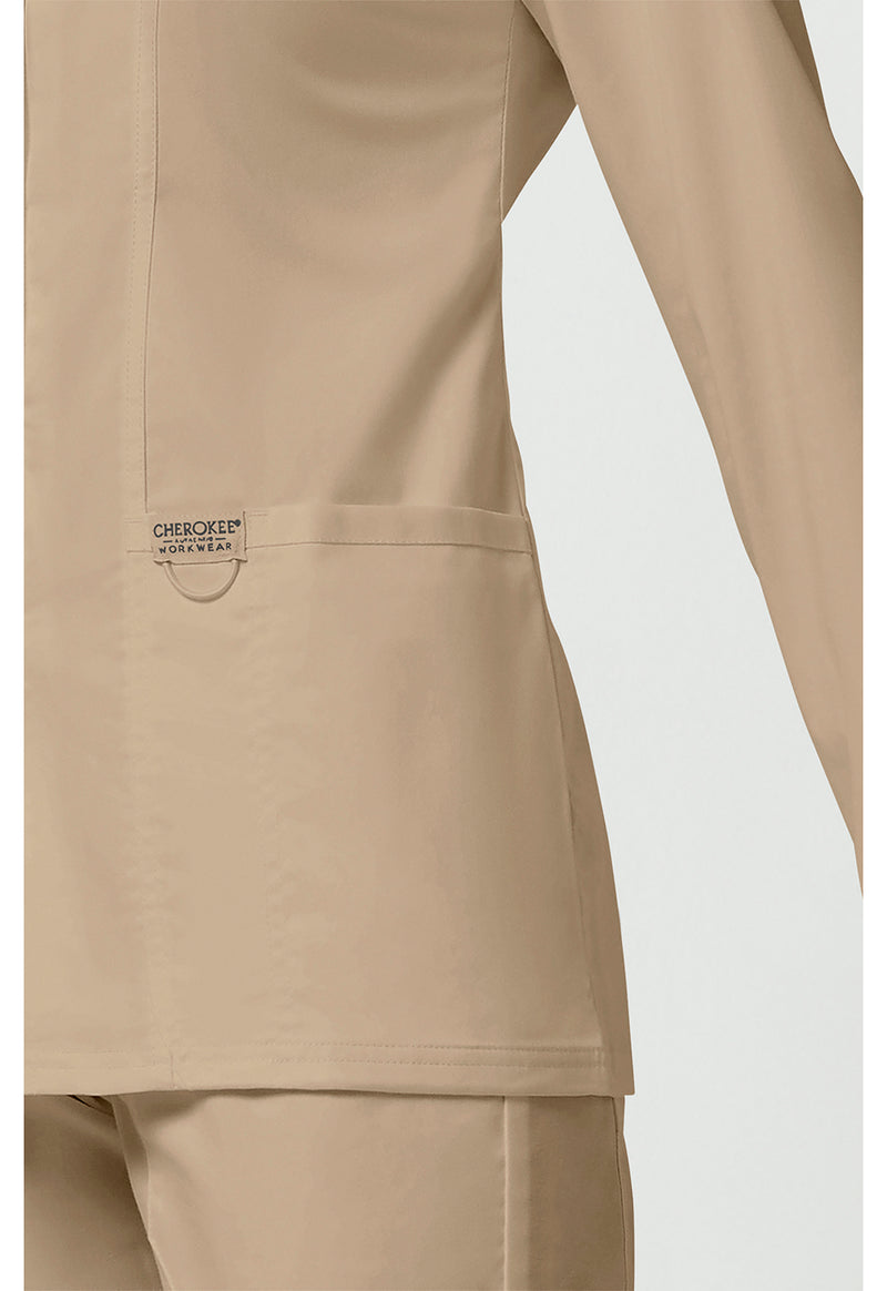 Khaki - Cherokee Cherokee WW Revolution Women's Scrub Jacket - Detail 4 View