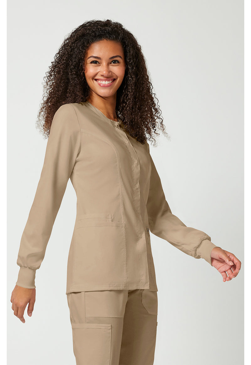 Khaki - Cherokee Cherokee WW Revolution Women's Scrub Jacket - Right Side View