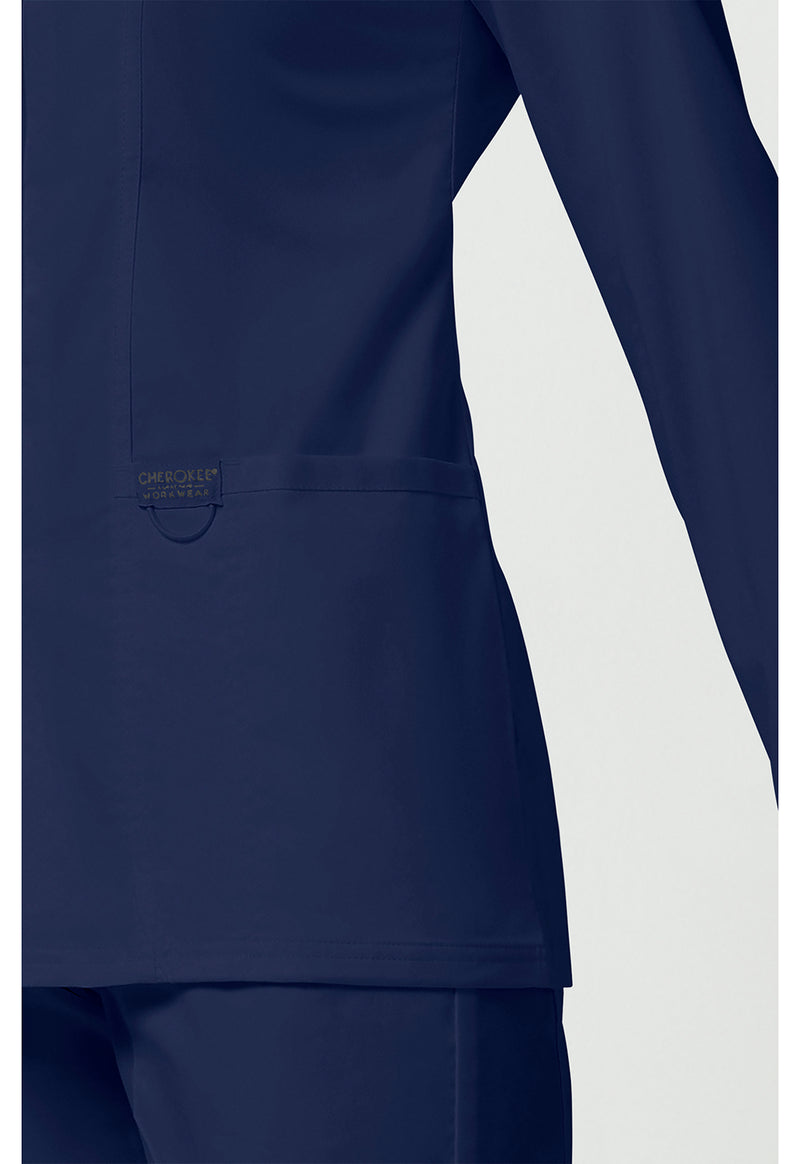 Navy - Cherokee Cherokee WW Revolution Women's Scrub Jacket - Detail 4 View