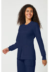 Navy - Cherokee Cherokee WW Revolution Women's Scrub Jacket - Left Side View