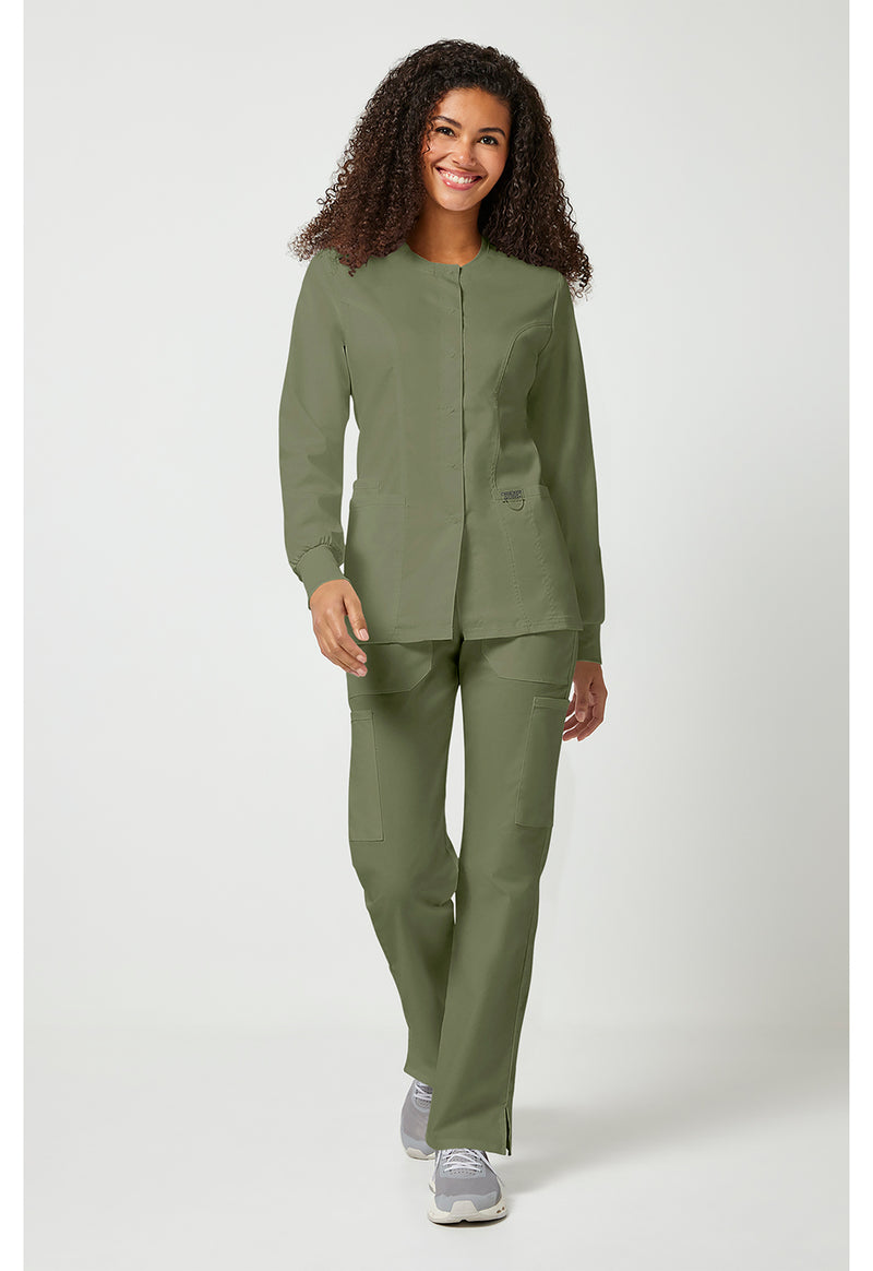 Olive - Cherokee Cherokee WW Revolution Women's Scrub Jacket - Detail 1 View