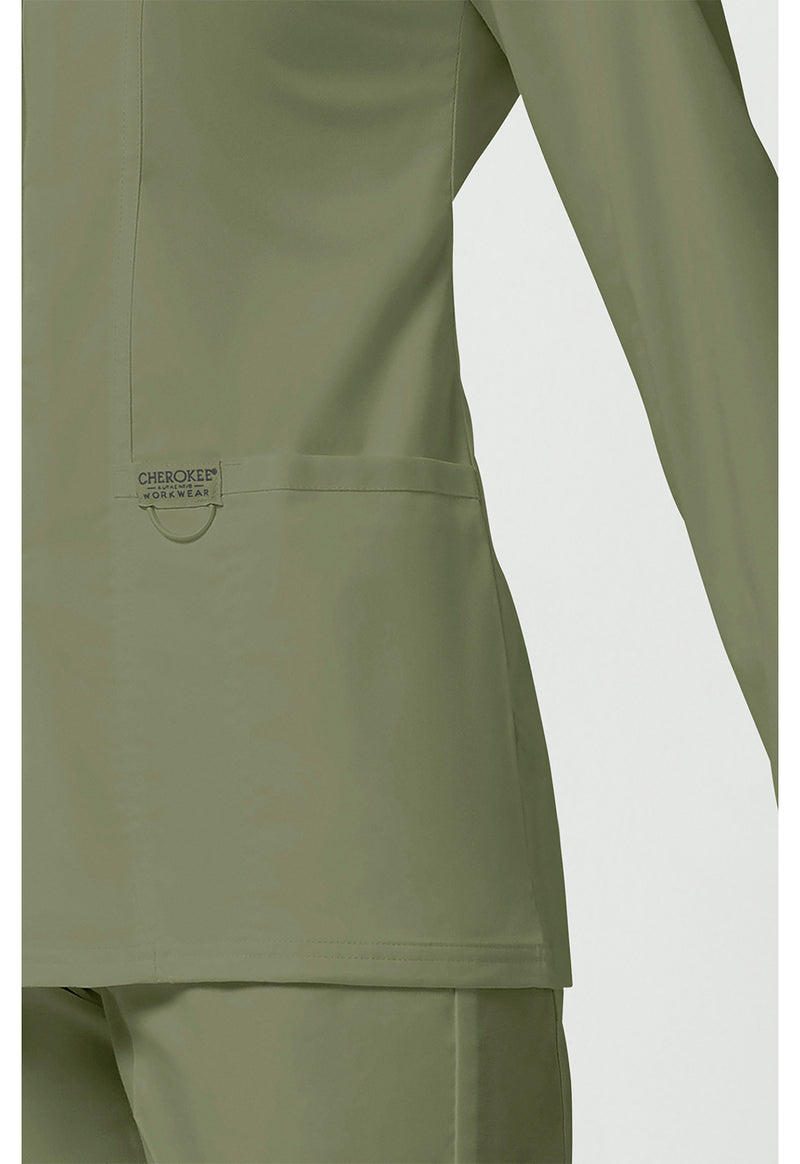 Olive - Cherokee Cherokee WW Revolution Women's Scrub Jacket - Detail 4 View