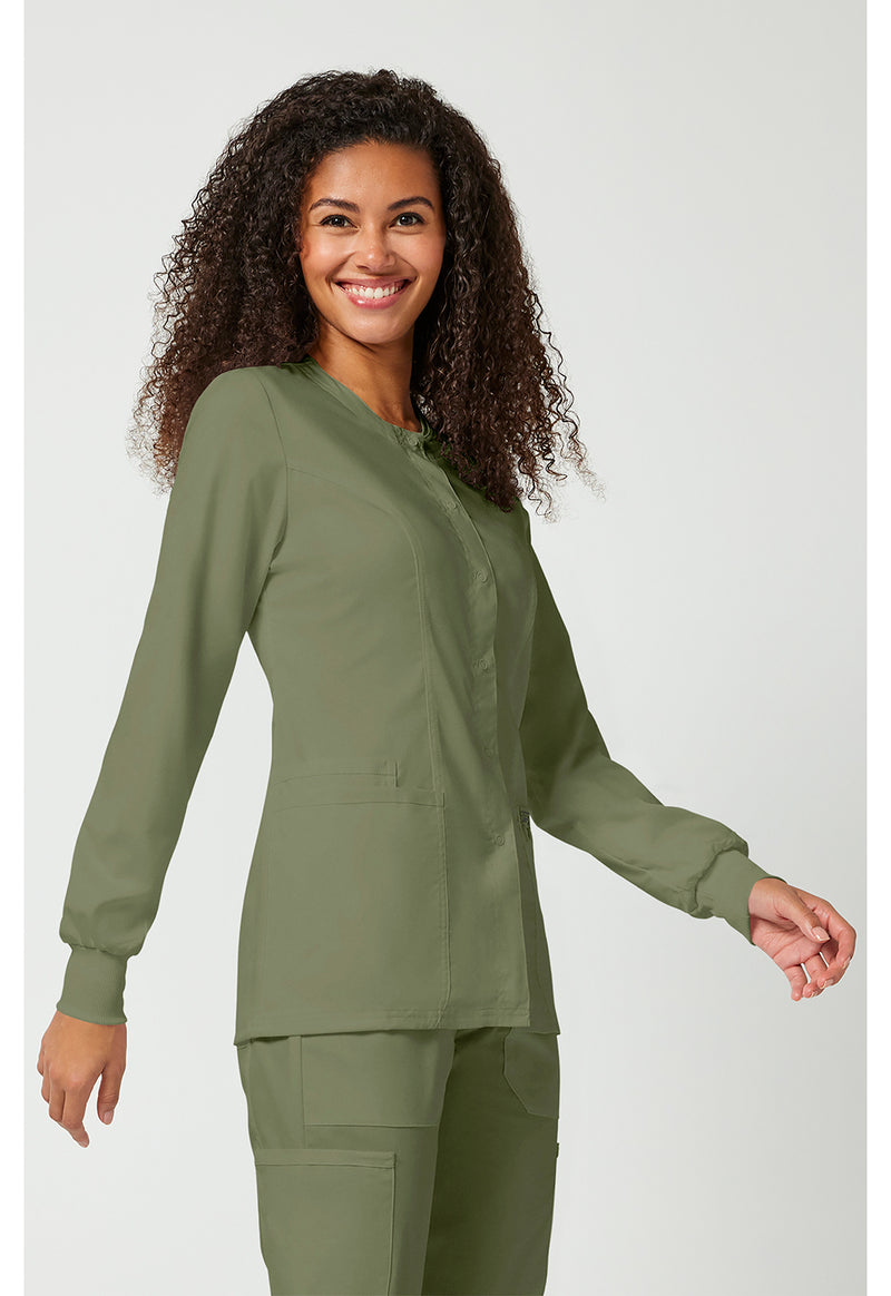 Olive - Cherokee Cherokee WW Revolution Women's Scrub Jacket - Right Side View