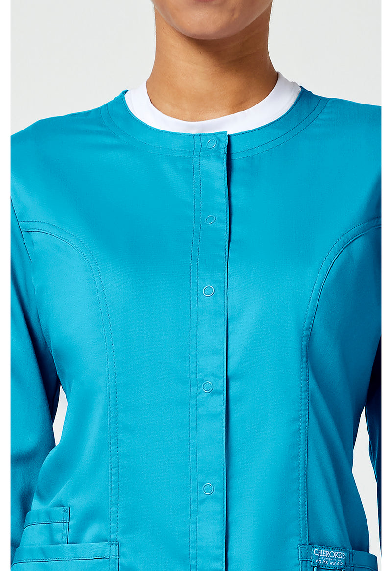 Turquoise - Cherokee Cherokee WW Revolution Women's Scrub Jacket - Detail 2 View