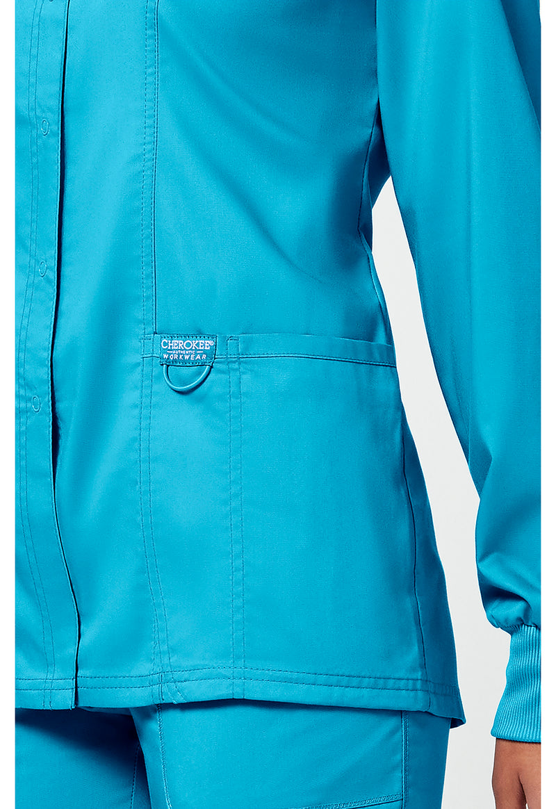 Turquoise - Cherokee Cherokee WW Revolution Women's Scrub Jacket - Detail 4 View